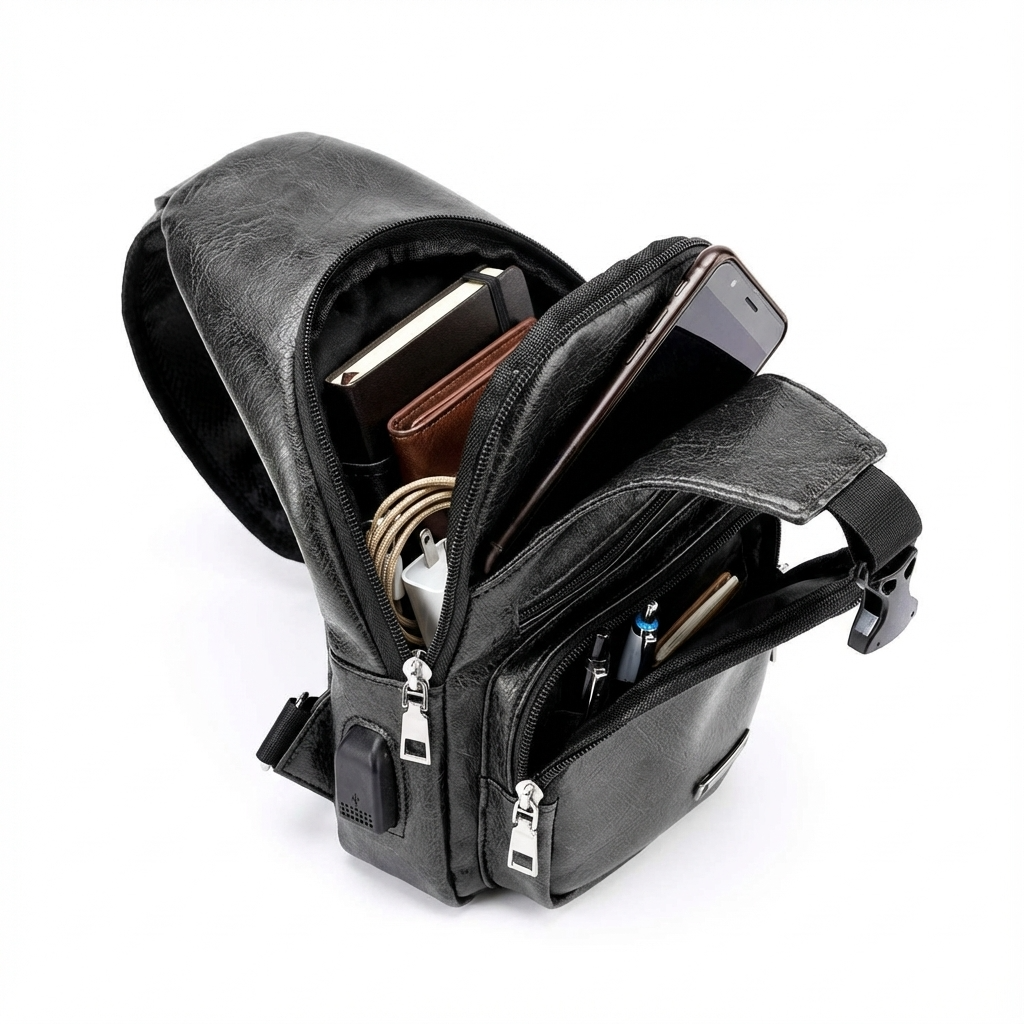 Men's Vegan Leather Sling Bag – Urban Commuter Carry