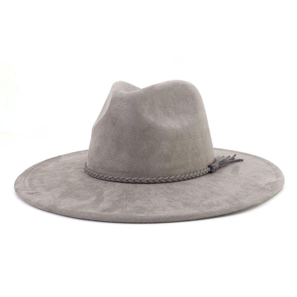 Vegan Suede Wide Brim Western Hat Blank - Charcoal