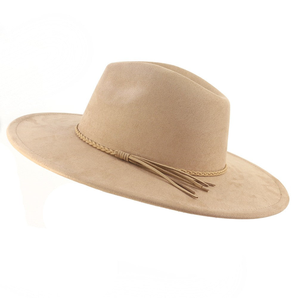Vegan Suede Wide Brim Western Hat Blank - Beige
