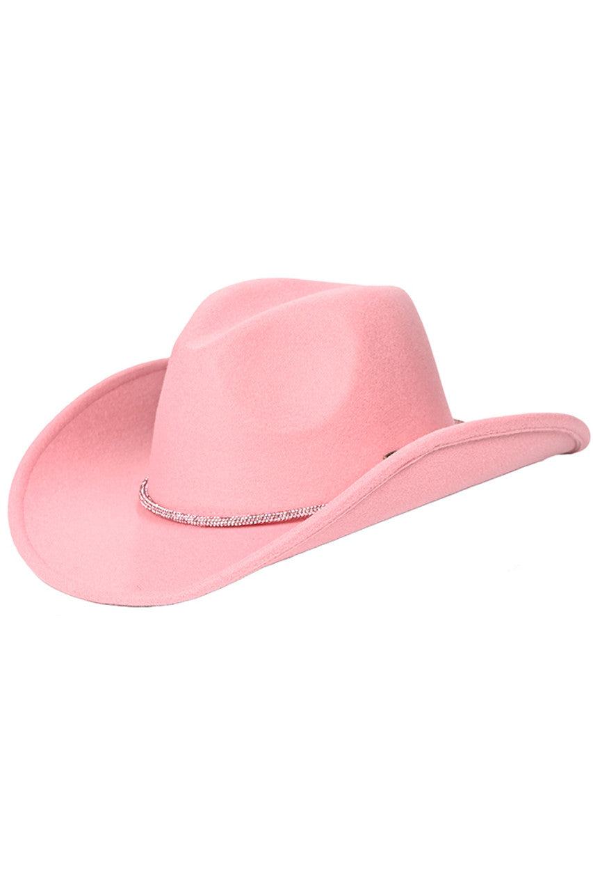 C.C Cowboy Vegan Felt Hat with Rhinestone String Trim Band
