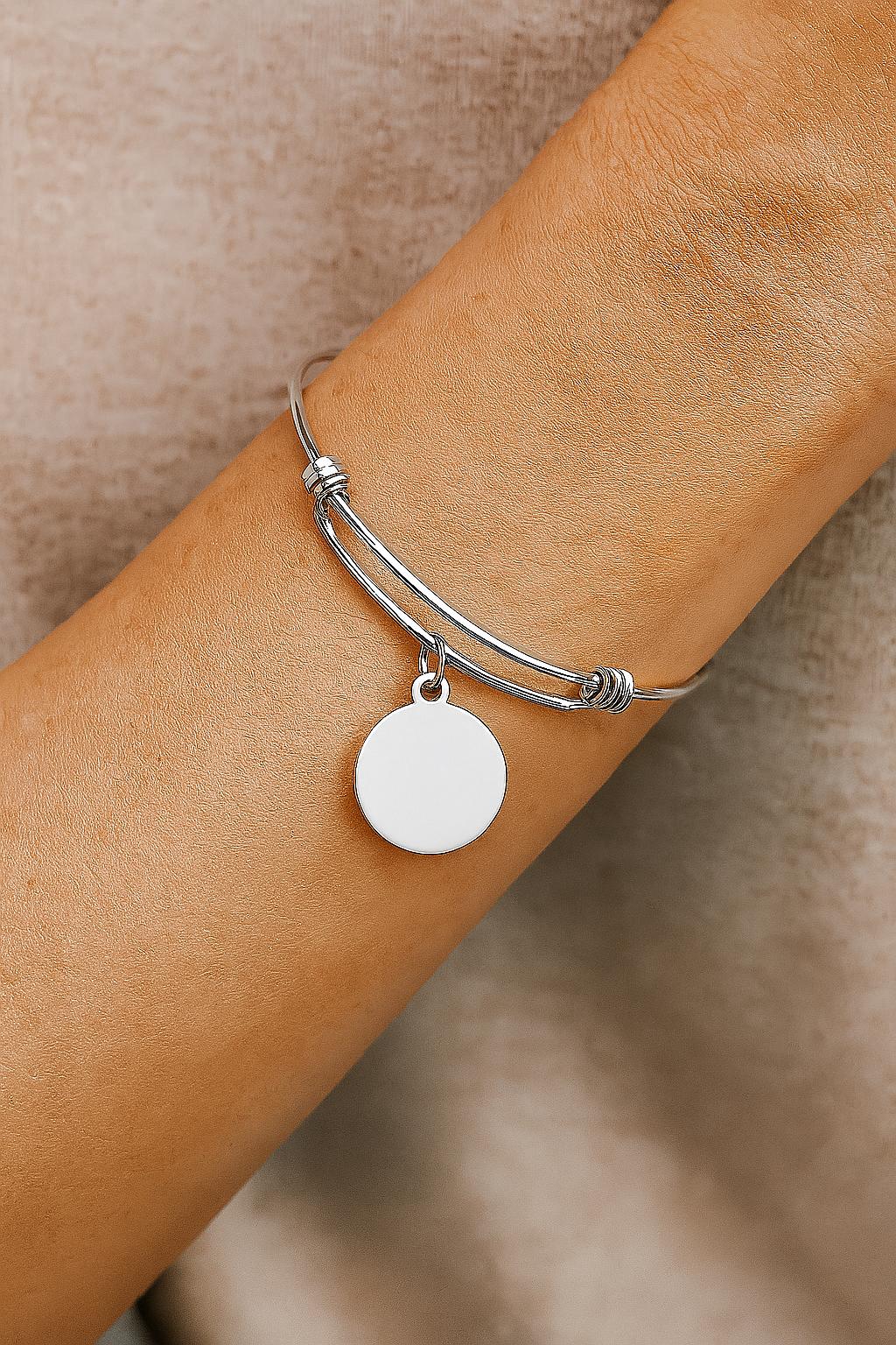 Stainless Steel Vegan Bracelet Round Charm, Jewelry Plant Based Lifestyle Gift Vegan Pride Bangle Animal Lover Eco Friendly Bracelet
